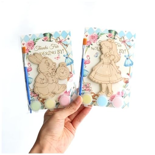 12 Pack Alice Party Favors - Paint your own wooden magnet - Image 8