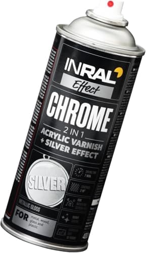 INRAL Peinture chrome en spray argent 400 ml - peinture en spray intérieur et extérieur pour professionnels, bricoleurs, DIY et upcycling, couvre jusqu'à 2...