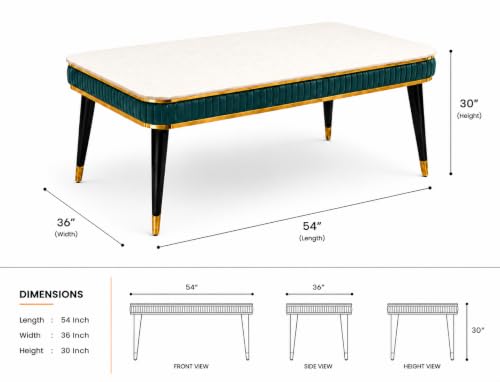Image of WOODEN SPACE 4 Seater Wooden Dining Table Set | Urban Marble Top Dining Table with Chairs for Dining Room & Kitchen (Modern Zyro Sea Blue) (54 x 36 x 30 inch)