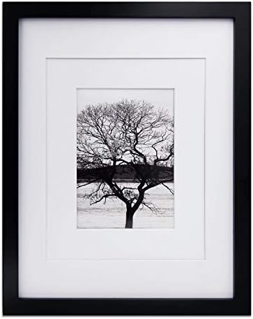 EGOFINE A3 Photo Frame Black - Solid Wood Frame with Acrylic Glass Front and Two Mats for Wall Mounting