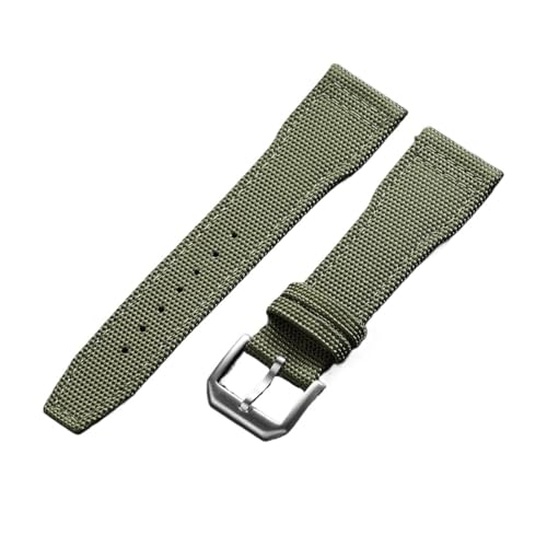 Nylon Canvas Watch Strap Cowhide Watchband 20mm 21mm 22mm Compatible With Accessories Compatible With Band Bracelets(Green,20mm)