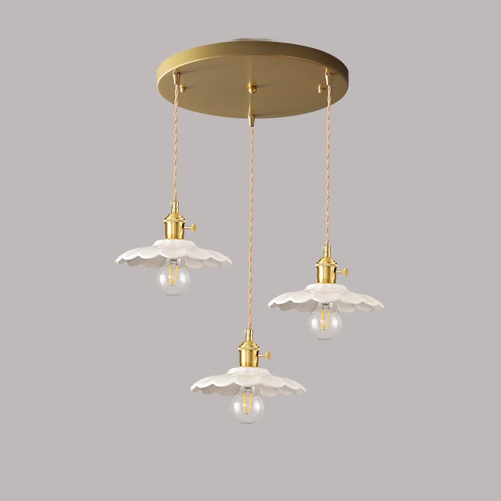 White Glass Lights Kitchen Island Cluster 3 Light Lighting Fixture Single French Flower Hanging Lamp Modern 3 Light Chandelier for Dining Room Bedroom Farmhouse Cbar/1 Light