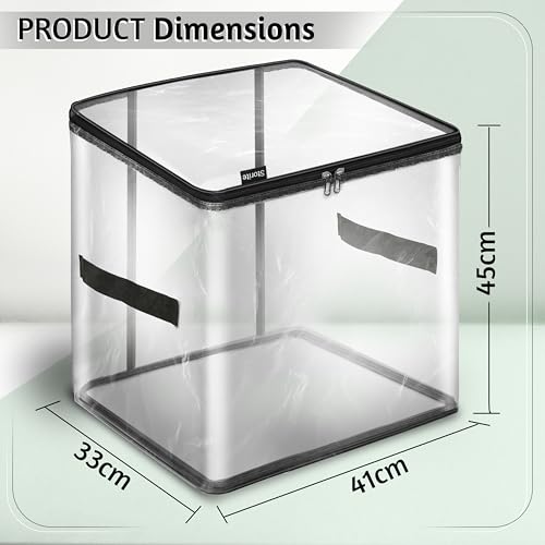 Image of Storite PVC 2 Pack Jumbo Saree Bags, Transparent Saree Bags With Zip, Saree Covers For Storage With Moisture & Dust Proof, Wardrobe Organizer(45x41x33 cm)
