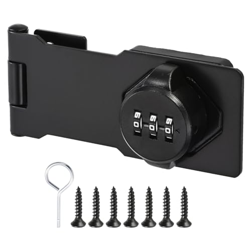 PATIKIL Cabinet Password Lock, Rotary Hasp Locks Door Security Latch, Slide Latch for Small Barn Door Bathroom (Black)