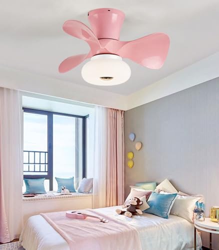 Bellastein LED ventilador de techo silencioso con iluminación ventilador de techo con control remoto dormitorio ventilador de techo con ventilador Sala de estar Comedor Infantil (rojo)