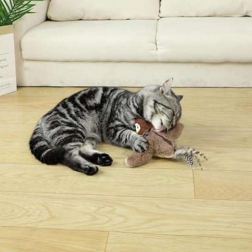 Nepfaivy Cat Toys Flapping Bird - Interactive Catnip Toys for Cats, Realistic Plush Simulation Chirping Bird Cat Toy, Rechargeable & Washable, Perfect Bird Toy for Cats kittens to Bite, Chew and Kick - Image 4