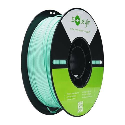 Image of Cregrant3D Soleyin Filament 1.75mm Ultra PLA Filament for 3D Printing High Speed 300mm /s Accuracy + /- 0.02mm, 1kg Spool (2.2lbs), Fit Most FDM 3D Printer, Soleyin by Creality Filament, Light Green