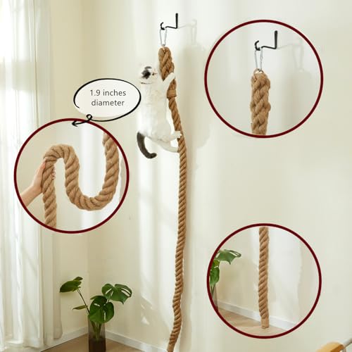 Cuerda de sisal para gato 1.9" x 6.56 pies con gancho para pared miniatura 5