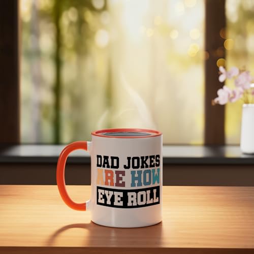Taza de cerámica Dad Jokes Are How Eye Roll naranja/blanca miniatura 3