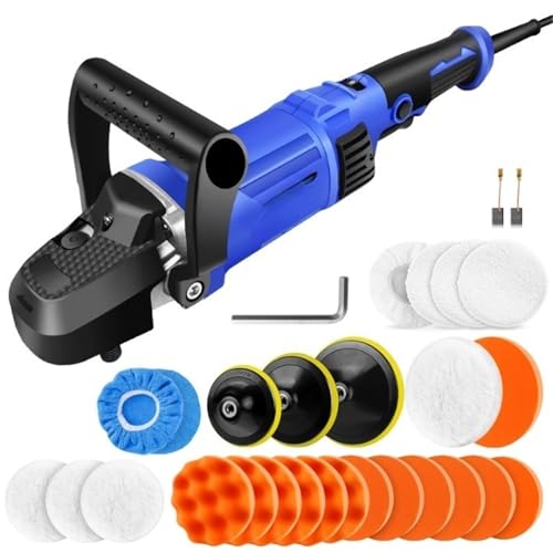 VNSMM Machines à polir Polisseuse Électrique pour Voiture 1400 W avec Poignée Rotative, 800-3500 TR/Min, 6 Vitesses Variables, Plaque De Polissage De 150 Et 180 Mm Polisseuse
