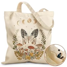Miss Adola Aesthetic Tote Bag - with Magnetic Buckle and Zipper Inner Pocket for Women Lady Cloth Cotton Tote Bag for Gym, Work, Travel, Library, Shopping,Star Moon