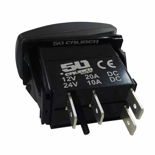 50 Caliber Racing Rocker Switch ON/Off LED Backlit -Accessories- UTV, Auto, Boat 20A 12V (5359A23 Blue)