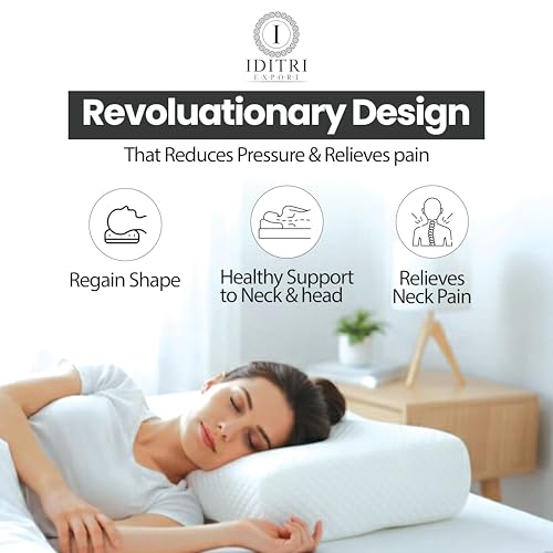 Image of Cervical Support Pillow, Rebound Memory Foam Ergonomic Contour for Neck Pain, 48 x 30 x 9 cm, Breathable Skin Friendly Fabric, Orthopedic Bedding for Side and Back Sleepers,White