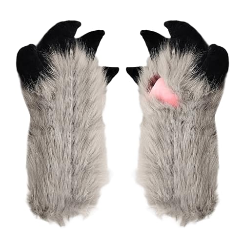 Patas de gato Therian Fursuit de piel sintética fina con garras de peluche