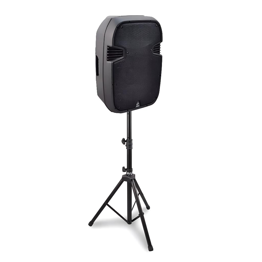 Universal Speaker Stand Mount Holder - Heavy Duty Rubber Capped Tripod w/Adjustable Height from 59.1" to 82.7" Locking Safety PIN & 35mm Compatible Insert On-Stage or In-Studio Use - Pyle PSTND1