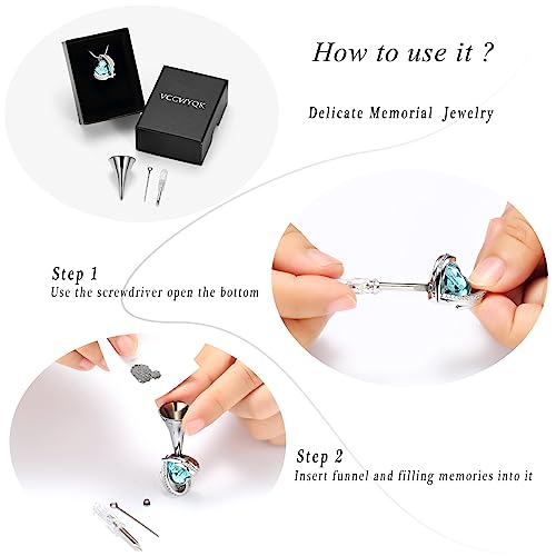 VCCWYQK Cremation Jewelry Crystal Heart Necklace for Ashes Urn Necklace Keepsake for Urn for Memorial Jewelry (Light Blue) - Image 4