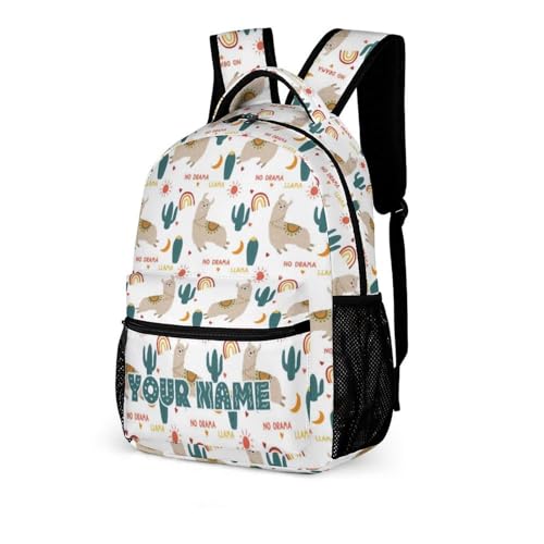 Custom Alpaca Backpack for Kids Girls Boys School, 16 Inches Cute Alpacas Theme Bookbag, Adjustable, Lightweight, Large Capacity, Colorful