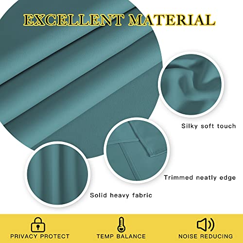 NICETOWN Blackout Curtain Drape for Bedroom - Light Reducing Thermal Insulated Solid Grommet Room Darkening Window Curtain 90 inches Long for Living Room (Sea Teal, 1 Piece, W66 x L90)