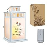 WOODEXPE Sympathy Gift Memorial Lantern with Flickering LED Candle and Remote Control Memorial Gift