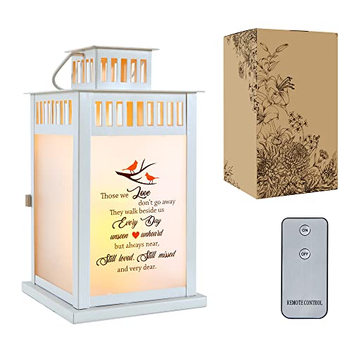 Woodexpe Sympathy Gift Memorial Lantern With Flickering Led Candle And Remote Control Memorial Gift For Loss Of Loved One - Those We Love Don't Go Away White #TOP6