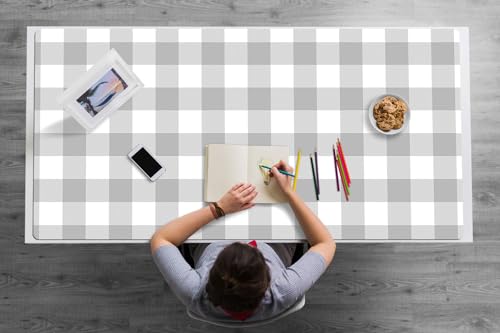 Sous-main de bureau à carreaux gris idéal pour le télétravail