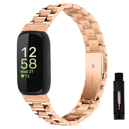 [AiMaoo] �o���h �X�e�����X�� Fitbit Inspire 3 �Ή� �����x���g �����x���g �T�C�Y�����\ �r�W�l�X�� �X�e�����X ������� �����H��t�� �R���p�`�u�� Fitbit Inspire 3 (���[�Y�S�[���h)