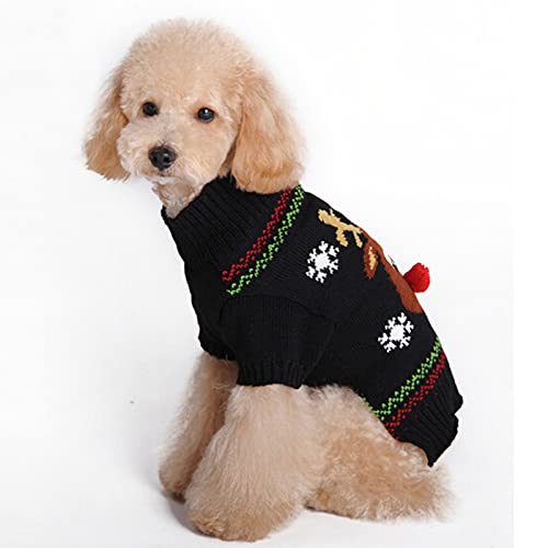 HRTTSY Hundepullover für Weihnachten Cartoon Rentier Haustier Katze Winter Strickwaren Warme Kleidung