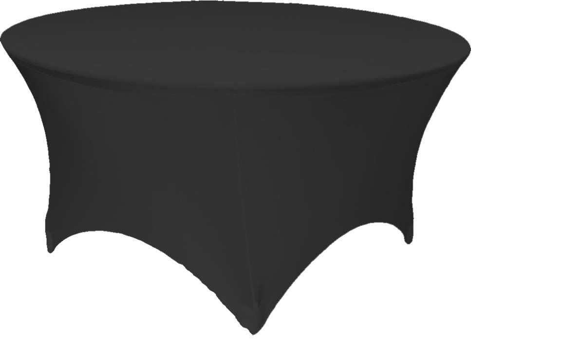 Podlinen Black Spandex Stretch Cover Tablecloth For 6Ft Foot Round Table 183X75