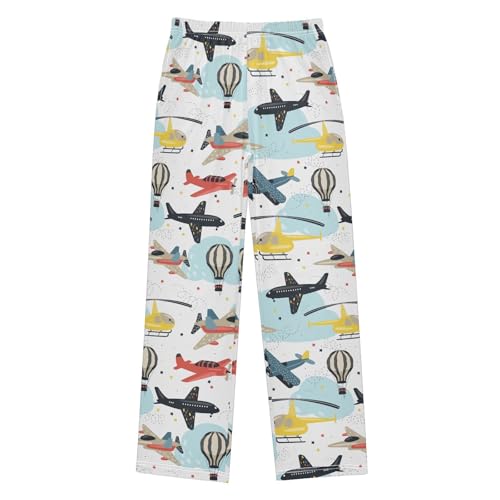 ZZXXB Helicopter Aircraft Boys Long Pants Soft Trousers Elastic Waist Kids Lounge Bottoms with Pockets S-XL