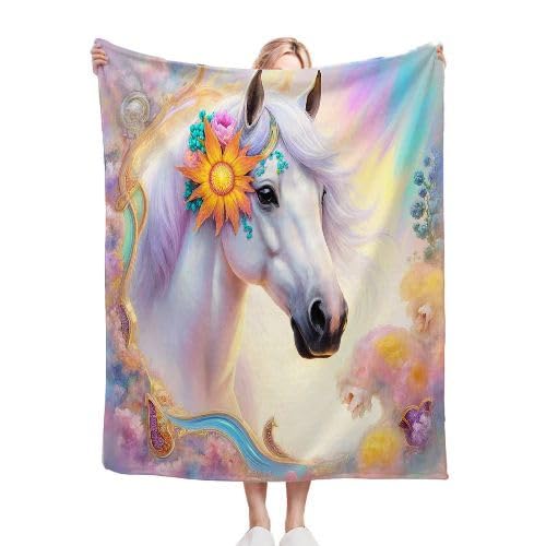 Plaid polaire 220x240 cheval pour grand lit deux personnes