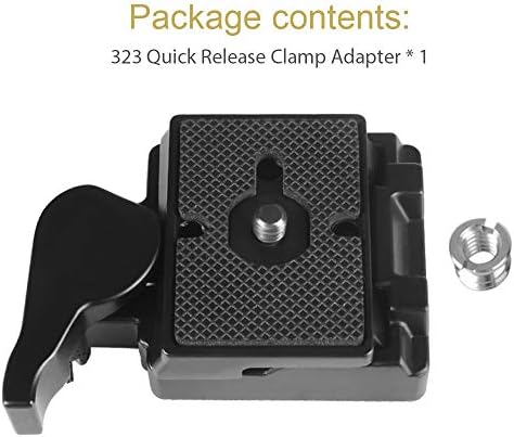 UTEBIT Camera 323 Quick Release Plate with QR Clamp and 1/4'' to 3/8'' Screw Adapter Compatible for manfrotto 200PL-14 and 323 RC2 496RC, 498RC2, 804RC2