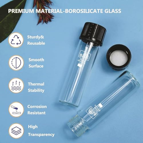 Image of Bello 30ml 30pcs Clear Glass Vials Culture Tube, Glass Sample Vial with PE Stopper, Leak-Proof Small Glass Bottles Containers Essential Oil Bottles for Storage Liquid, Pills and Lab Home Kitchen Use.