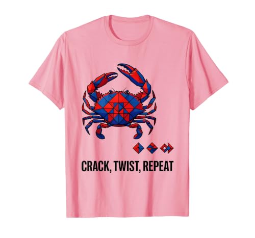 Crack Twist Repeat Geometric Blue Crab Seafood Boil Meme T-Shirt, Men, Pink, Small