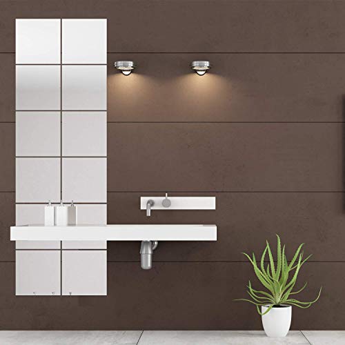 12Pcs Mirror Wall Stickers Decoration, Diy Acrylic Removable Square Wall Stickers Art Wall Sheet, Best For Home Living Room Bedroom Sofa Tv Office Restaurant Aisle Wall Decoration (20Cm) #TOP1