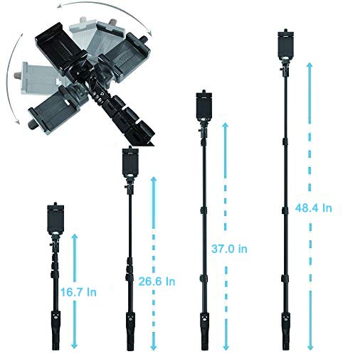 Fugetek 49" Selfie Stick Monopod Professional High End FT-568, For Apple iPhone, Android Samsung, & DLSR Cameras, Aluminum Alloy, Rechargeable Wireless Bluetooth Remote (Black)