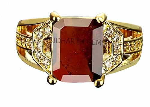 Grenat hessonite de 8,47 carats bague ajustable en métaux sacrés Ashtdhatu