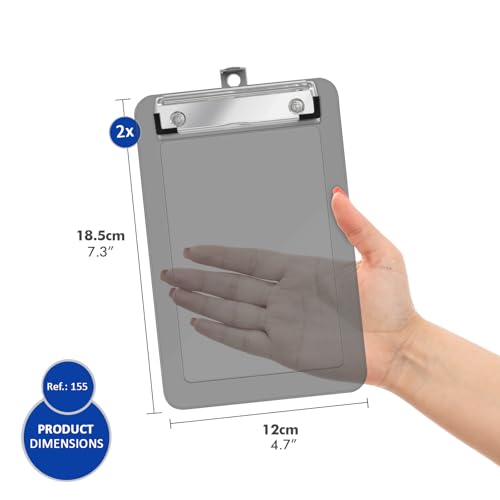 Prancheta Slip Transparente (12x18,5cm) com Prendedor Metálico Wire Clip e Papel Branco 50fls A6 - K