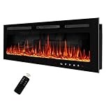 Arbolean 50 inch Electric Fireplace Recessed and Wall Mounted,750/1500W Heater and Linear Fireplace with Touch Screen Control Panel, Timer,Remote Control,Adjustable Flame Color and Speed