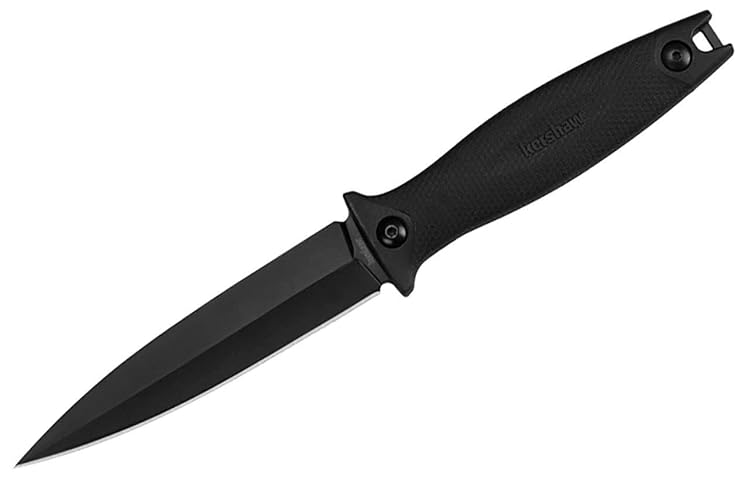 Kershaw Secret Agent (4007); Concealable Boot Knife with Strong Single Edge 4.4 Inch 8Cr13MoV Steel Blade; Arrives with Dual Carry Molded Sheath and Stealthy Non-Reflective Black Oxide Finish, 3 OZ