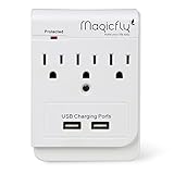 Magicfly Power 3 AC Outlet Socket Wall Mount Surge Protector with Dual USB Charging Port Wall Charger 2.1A
