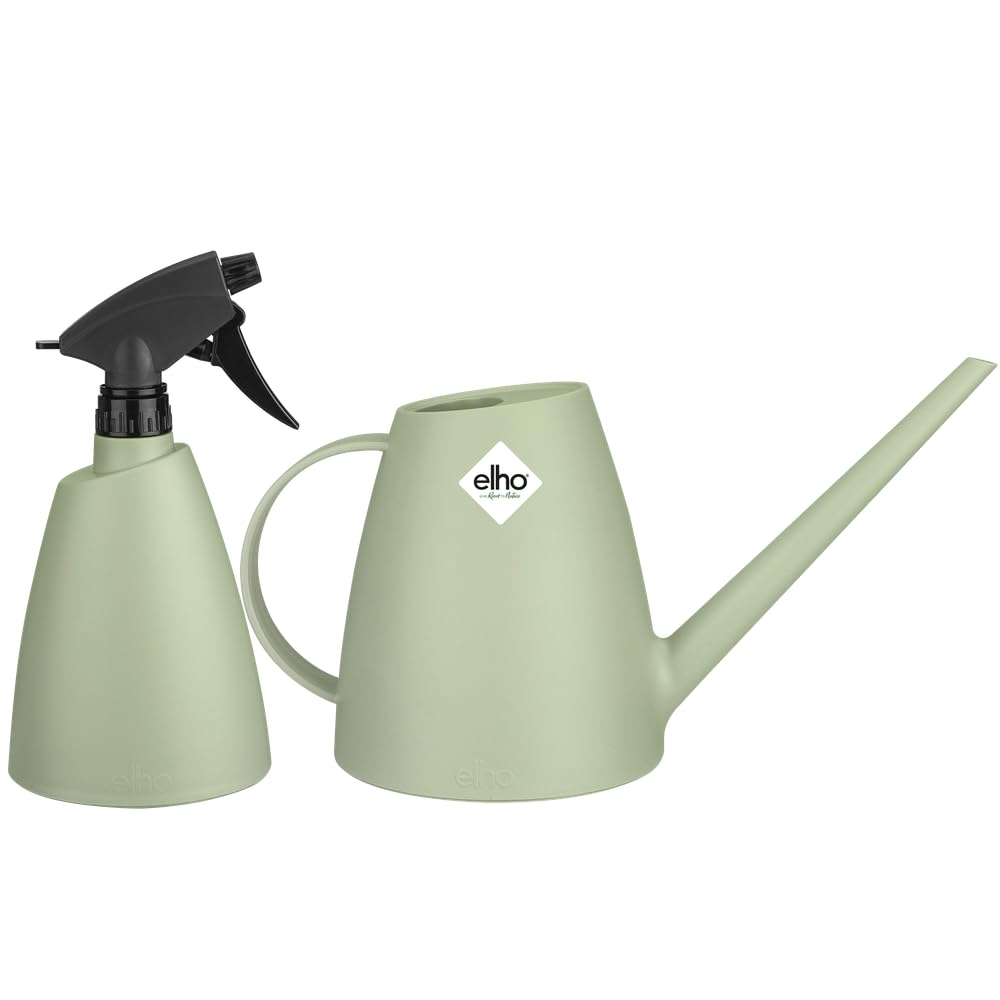 Elho Brussels Watering Can and Sprayer - Set with Watering Can and Plant Spray Bottle for Indoor - Green/Sorbet Green