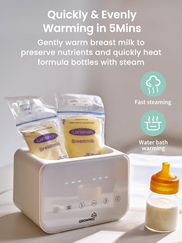 Image of GROWNSY Fast Double Baby Bottle Warmer for Breastmilk & Formula, Beige