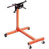 VEVOR Engine Stand, 3/8 Ton (750 LBS) Capacity Engine Motor Stand, with 360-Degree Rotating Head, Heavy-Duty Steel Engine Lift Stand with 6-Casters, 4 Adjustable Arms, Orange