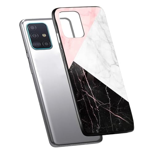 Image of COLORflow Back Cover Compatible with Samsung A71 | Beautiful Marble Black White Pink | Shockproof TPU Bumper Cover with Camera Protection Back Cover Compatible with Samsung Galaxy A71
