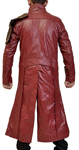 Image of Mens Guardians Superhero Distressed Maroon Star Cosplay Costume Leather Biker Jacket