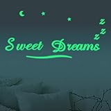 Homics Nursery Wall Decals Luminous Words Sticker at Night - Sweet Dreams - Words Glow in The Dark