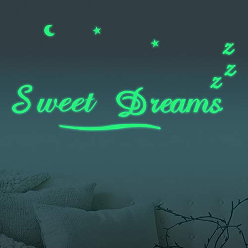 Homics Nursery Wall Decals Luminous Words Sticker at Night - Sweet Dreams - Words Glow in The Dark
