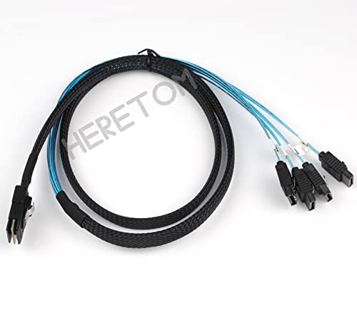 Cable Mini SAS 36P SFF 8087 a 4 SATA 7P Reverso 1M miniatura 5