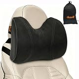 duoyif Cuscino Poggiatesta Auto, Regolabile Cuscino Cervicale in Pelle Scamosciata e Memory Foam, Poggiatesta Guida Confortevole, Supporto per il Collo, Supporto Testa per Sedile Auto 1pezzo