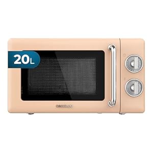 Cecotec Mikrowelle Proclean 3010 Mechanische, 20 l, Retro-Beige, 700 W, 6 Stufen, Timer bis zu 30 Minuten, Auftaumodus, Vintage-Design in Beige, Stahl-Finish